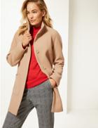 Marks & Spencer Wool Rich Funnel Neck Coat Caramel