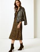Marks & Spencer Animal Print Half Sleeve Midi Tea Dress Yellow Mix