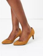 Marks & Spencer Wide Fit Suede Stiletto Heel Court Shoes Ginger