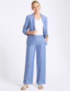 Marks & Spencer Linen Rich Ankle Grazer Trousers Cornflower