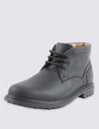 Marks & Spencer Leather Lace-up Gibson Chukka Boots Black