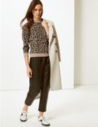 Marks & Spencer Animal Print Long Sleeve Sweatshirt Brown Mix