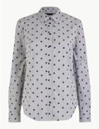 Marks & Spencer Pima Cotton Slim Fit Striped Star Print Shirt Navy Mix