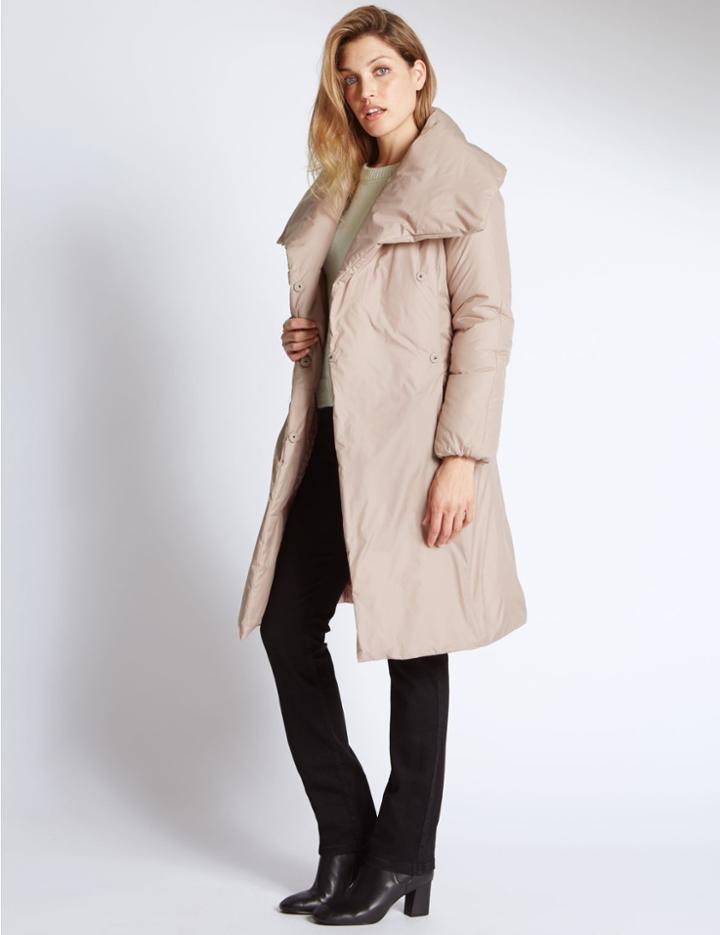 Marks & Spencer Quilted Duvet Coat Dusted Pink