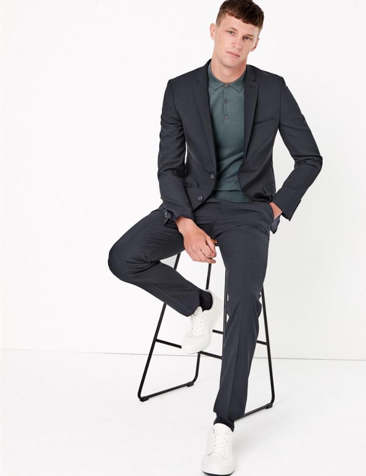 Marks & Spencer The Ultimate Skinny Checked Jacket Navy