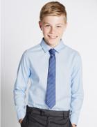 Marks & Spencer Pure Cotton Long Sleeve Herringbone Shirt (5-14 Years) Pale Blue