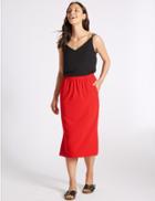 Marks & Spencer Split Side Column Midi Skirt Bright Red