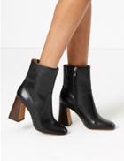Marks & Spencer Leather Flared Heel Ankle Boots