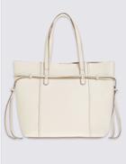 Marks & Spencer Faux Leather Tie Side Shopper Bag Cream Mix