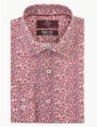 Marks & Spencer Tailored William Morris Print Shirts Burgundy Mix