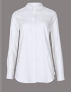 Marks & Spencer Pure Cotton Long Sleeve Shirt Soft White