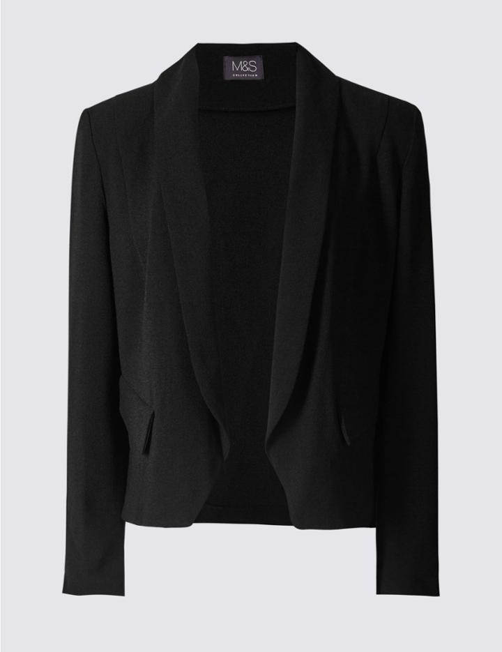 Marks & Spencer Cropped Tuxedo Crepe Jacket Black