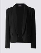 Marks & Spencer Cropped Tuxedo Crepe Jacket Black