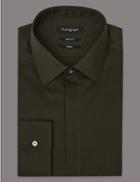 Marks & Spencer Cotton Rich Tailored Fit Shirt With Stretch Khaki