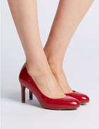 Marks & Spencer Wide Fit Almond Toe Court Shoes Red