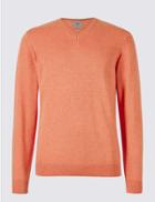 Marks & Spencer Pure Cotton V-neck Jumper Soft Orange