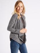 Marks & Spencer Textured Open Front Long Sleeve Cardigan Mid Grey