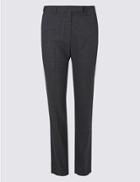Marks & Spencer Checked Slim Leg Trousers Navy Mix