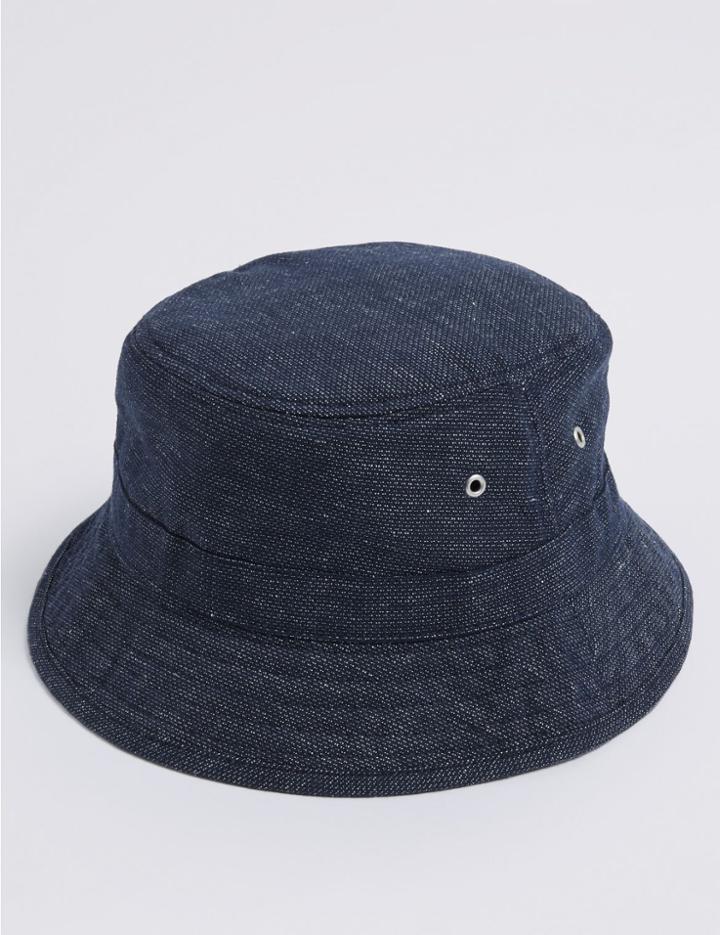 Marks & Spencer Cotton Rich Fisherman Baseball Cap Dark Navy Mix