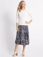 Marks & Spencer Animal Print Jersey A-line Midi Skirt Black Mix