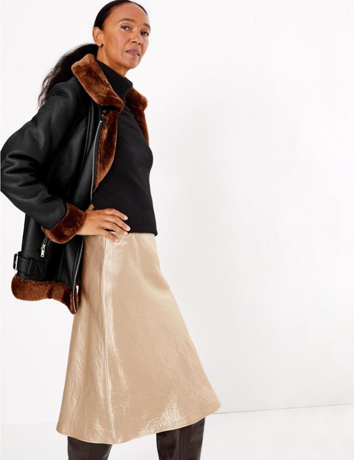 Marks & Spencer Textured Biker Jacket Black Mix
