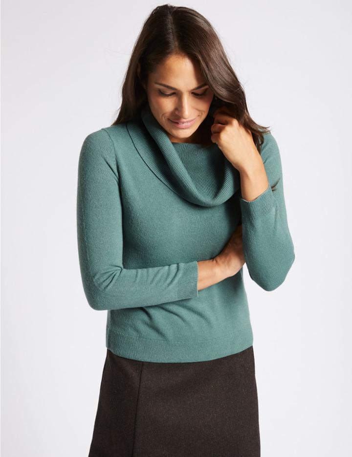 Marks & Spencer Cowl Neck Jumper Petrol Green