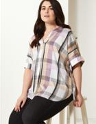 Marks & Spencer Curve Checked Longline Tunic Ivory Mix