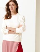 Marks & Spencer Cotton Rich Long Sleeve Sweatshirt Ivory