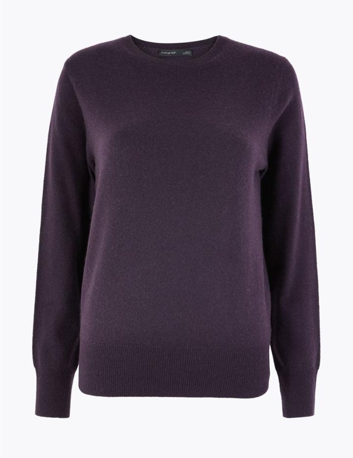 Marks & Spencer Pure Cashmere Round Neck Jumper Mulberry