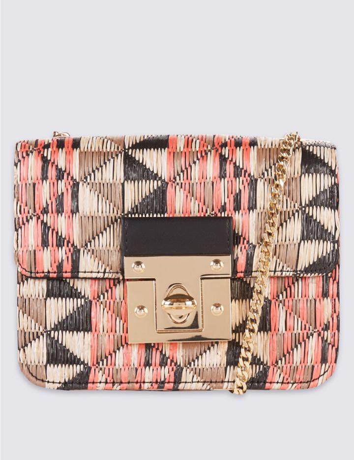 Marks & Spencer Faux Leather Twist Lock Bag Natural Mix
