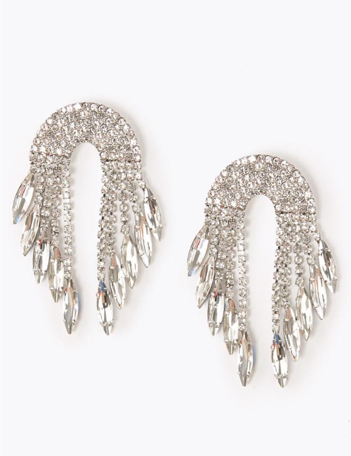 Marks & Spencer Crystal Arch Drop Earrings Silver Mix