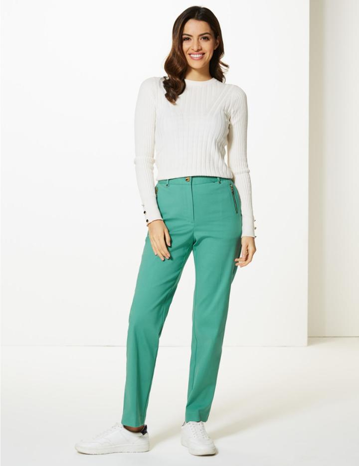 Marks & Spencer Straight Leg Cigarette Trousers Jade