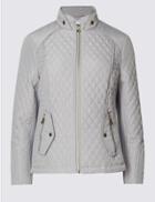 Marks & Spencer Quilted Jacket With Stormwear&trade; Silver Grey