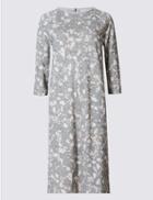 Marks & Spencer Printed 3/4 Sleeve Tunic Dress Grey Mix