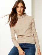 Marks & Spencer Textured Polo Neck Long Sleeve Top Marble