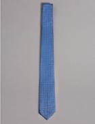 Marks & Spencer Pure Silk Textured Tie Faded Blue