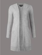 Marks & Spencer Pure Cashmere Longline Twin Pocket Cardigan Silver Grey