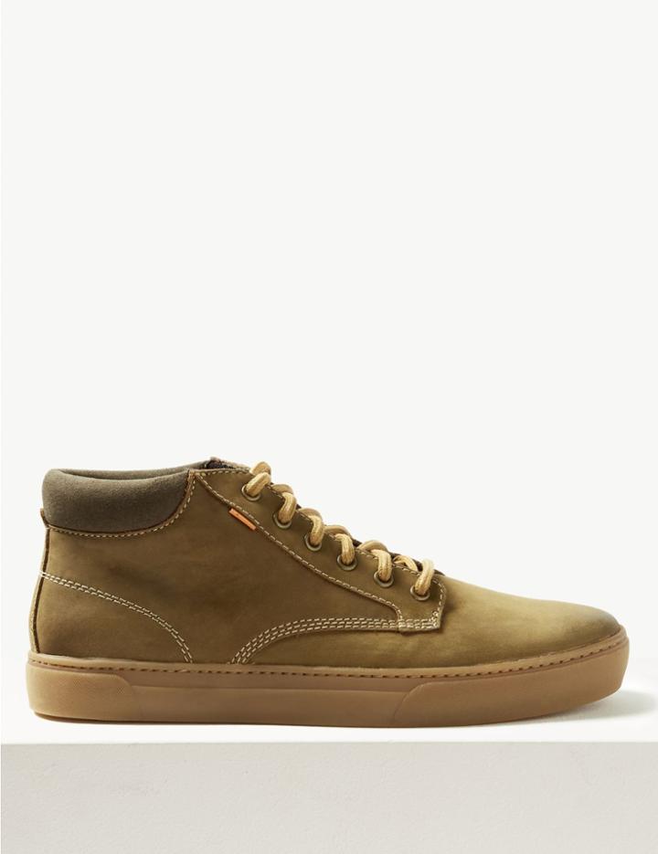 Marks & Spencer Leather Lace-up Chukka Boots Dark Tan