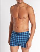 Marks & Spencer Checked Quick Dry Swim Shorts Blue Mix
