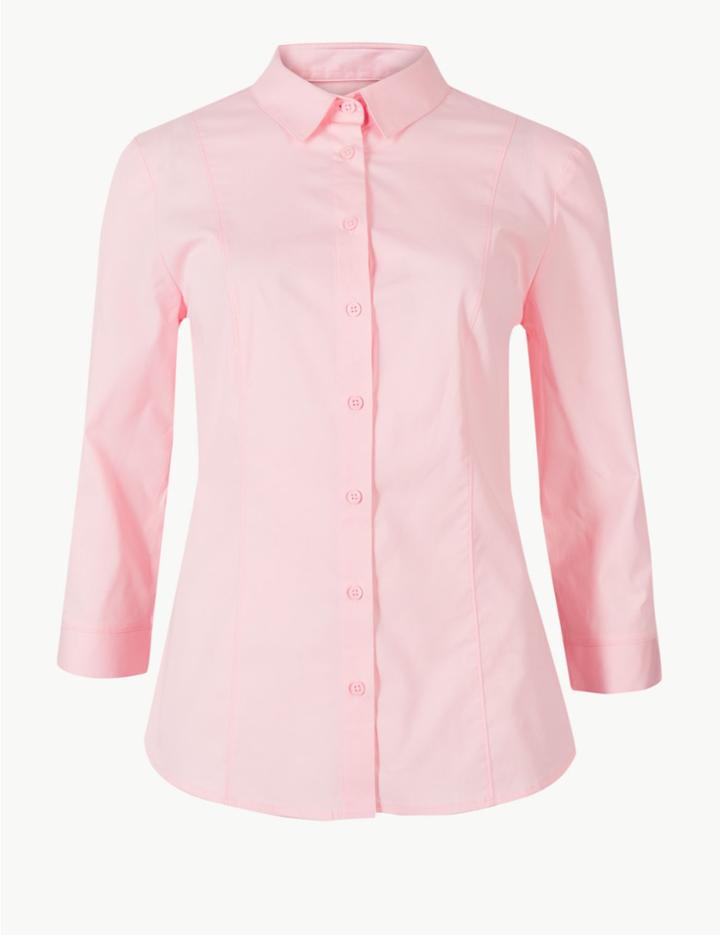 Marks & Spencer 3/4 Sleeve Shirt Pink