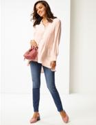 Marks & Spencer Satin Long Sleeve Shirt Blush Pink