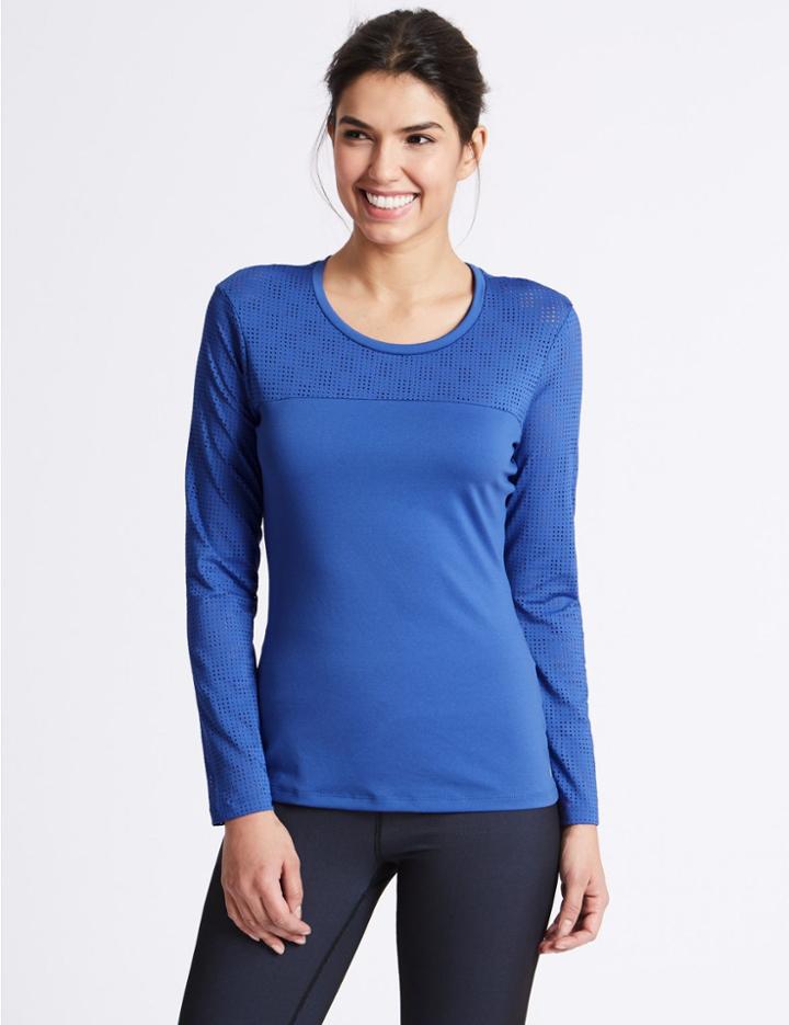 Marks & Spencer Punch Hole Long Sleeve T-shirt Iris