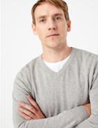 Marks & Spencer Cotton V Neck Jumper Grape