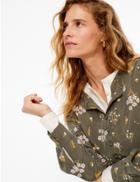 Marks & Spencer Cupro Ditsy Relaxed Midi Dress Khaki Mix