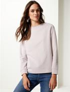 Marks & Spencer Cotton Rich Sparkly Long Sleeve Sweatshirt Pink