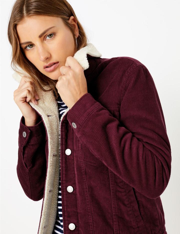 Marks & Spencer Corduroy Short Jacket Berry