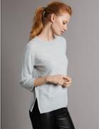 Marks & Spencer Pure Cashmere 3/4 Sleeve Jumper Silver Grey