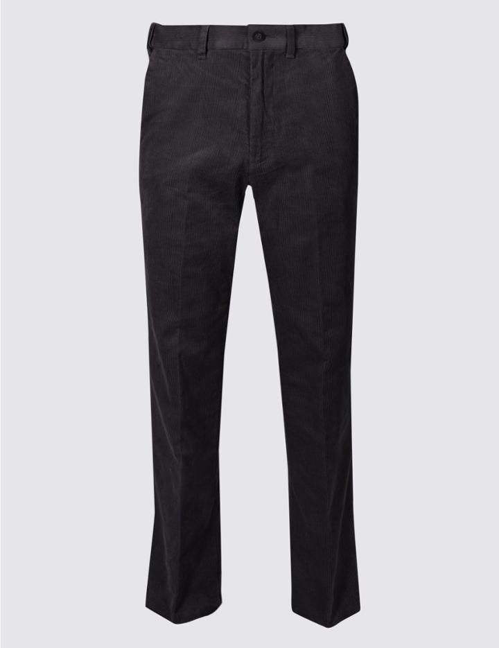 Marks & Spencer Regular Fit Pure Cotton Trousers Navy