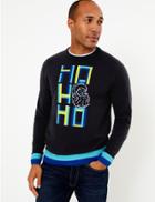 Marks & Spencer Ho Ho Ho Santa Design Crew Neck Jumper Navy Mix