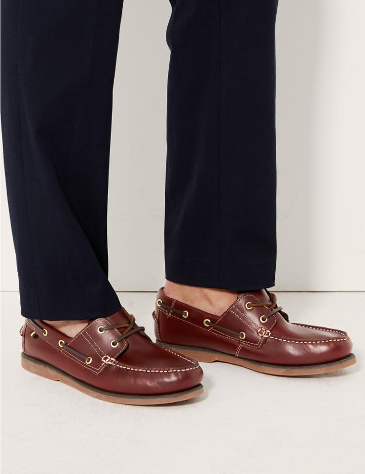 Marks & Spencer Leather Lace-up Boat Shoes With Freshfeet&trade;